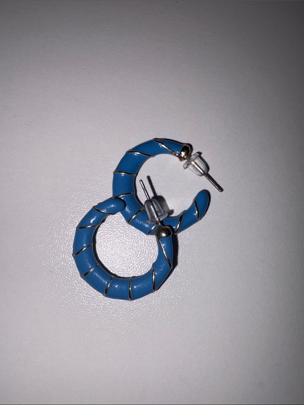 Blue Enamel Hoop Earrings